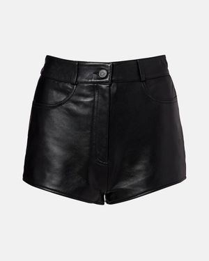 Frankie Shop Loen High-Rise Leather Micro Shorts - Black