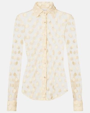 Dries Van Noten Polka-Dot Cotton-Blend Mesh Shirt - White