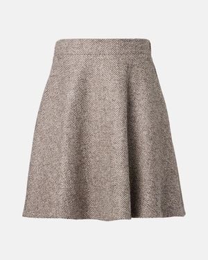 Brunello Cucinelli High-Rise Wool-Blend Miniskirt - Brown