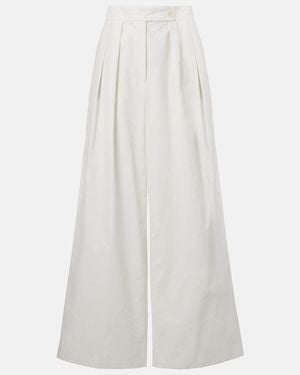 Dries Van Noten Pleated Wide-Leg Trousers - White