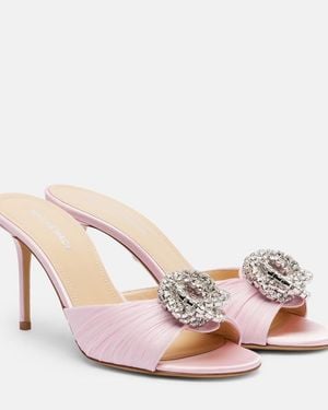 Mach & Mach Pantoletten Galaxy 85 Aus Satin Mit Kristallen - Pink