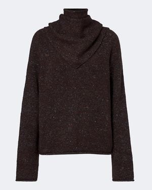 Velvet Kana Scarf-Detail Wool-Blend Jumper - Brown