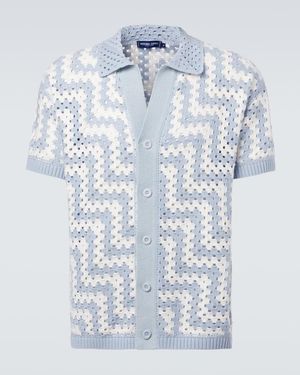Frescobol Carioca Cardigan Pinto Aus Haekelstrick - Blau