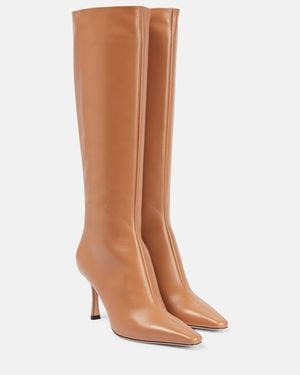 Jimmy Choo Agathe 85 Leather Knee-High Boots - Brown