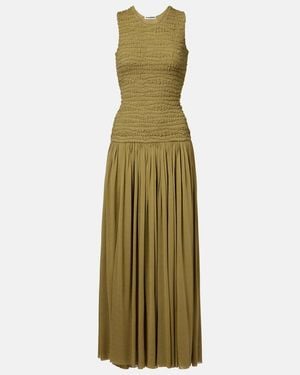 Jil Sander Shirred Plisse Maxi Dress - Green