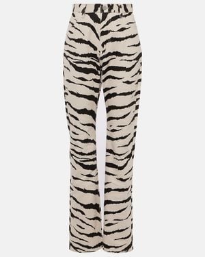 Alaïa Jeans Con Estampado De Cebra - Blanco