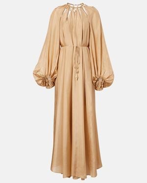 Zimmermann Mahon Embellished Silk Maxi Dress - Natural