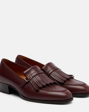 Loro Piana Pennan Fringed Leather Loafers - Brown