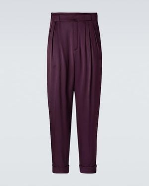 Saint Laurent Silk Suit Trousers - Purple