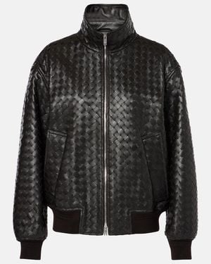 Bottega Veneta Intrecciato Leather Jacket - Black