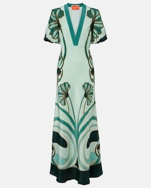 La DoubleJ Marlene Silk Crepe De Chine Maxi Dress - Green