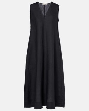 Asceno Nisha Linen Midi Dress - Blue