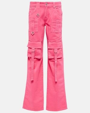 Blumarine Low-Rise Denim Cargo Trousers - Pink