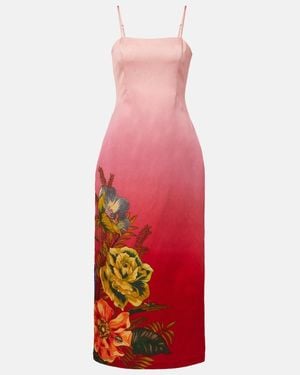 ALÉMAIS Inez Ombre Linen-Blend Midi Dress - Red