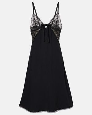 Alessandra Rich Satin Slip Dress - Black