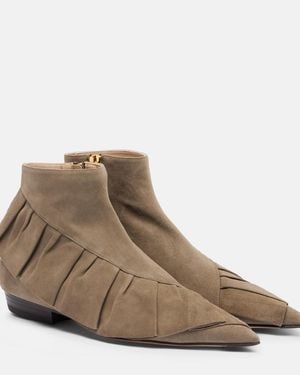 JW Anderson Ruffled Suede Ankle Boots - Brown