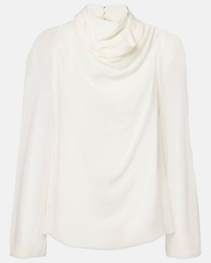 Altuzarra Cara Draped High-Neck Silk Top - White
