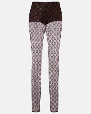 Gucci Leggings Gg Crystal Aus Tuell - Braun
