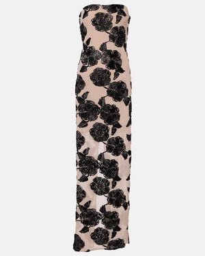 ROTATE BIRGER CHRISTENSEN Floral Mesh-Trimmed Gown - White