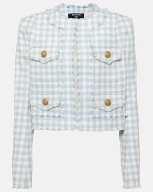 Balmain Gingham Tweed Jacket - Blue