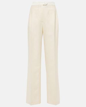 Etro Cotton And Wool Straight Pants - Natural