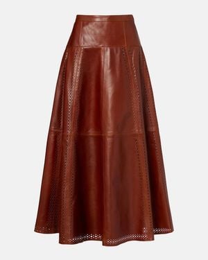 Ulla Johnson Aninda Leather Midi Skirt - Brown