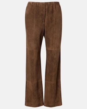 The Row Kenan Suede Bootcut Pants - Brown