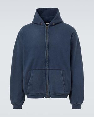 A.PRESSE Vintage Cotton Zip-Up Hoodie - Blue