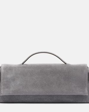 Brunello Cucinelli Monili Small Embellished Suede Top-Handle Bag - Grey