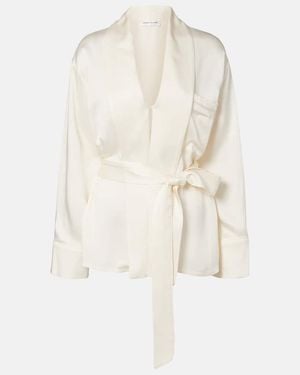 Victoria Beckham Wickeltop Aus Satin - Weiß