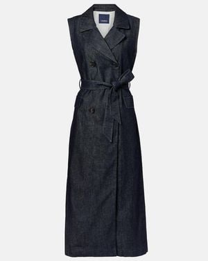 Max Mara Greta Belted Denim Maxi Dress - Blue