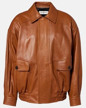 Saint Laurent Oversize-Lederjacke - Braun