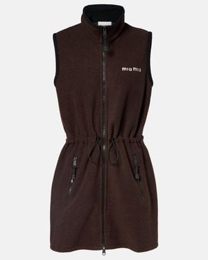 Miu Miu Logo Fleece Minidress - Brown