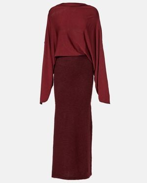 AYA MUSE Pine Caped Maxi Dress - Red