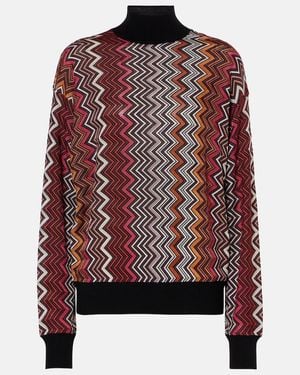 Missoni Rollkragenpullover Aus Haekelstrick - Rot