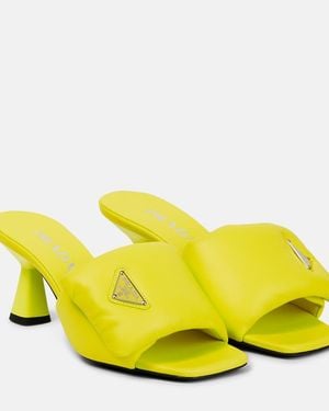Prada Pantoletten Aus Leder - Gelb