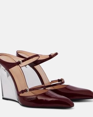 Gucci Wedge Leather Mule - Red