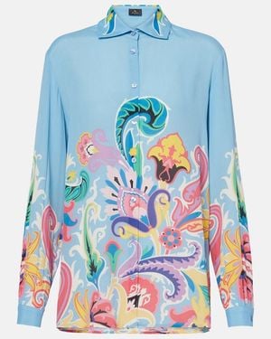 Etro Printed Satin Shirt - Blue