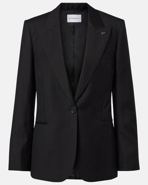 Givenchy Chalk Stripe Wool Blazer - Black