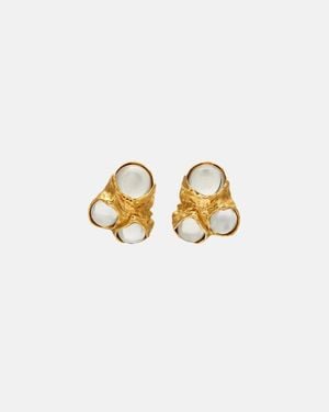 Saint Laurent Bubble Embellished Clip-On Earrings - White