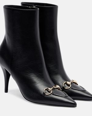 Gucci Horsebit Leather Ankle Boots - Black