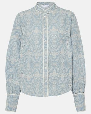 Veronica Beard Thorp Cotton Blouse - Blue