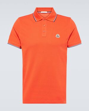 Moncler Cotton Pique Polo Shirt - Orange