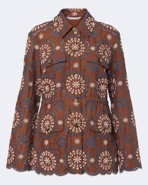 Veronica Beard Jacke Kiki Aus Leinen - Braun