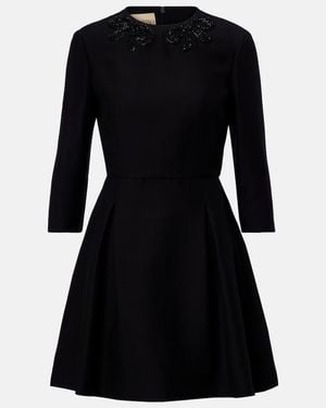 Valentino Verziertes Minikleid Aus Crepe Couture - Schwarz