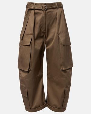 Acne Studios Pantalones Cargo Cropped Pama De Sarga De Algodon - Marrón
