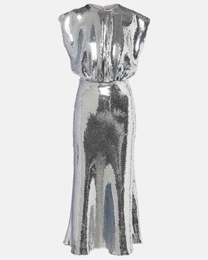 David Koma Gathered Sequined Midi Dress - Grey
