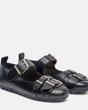 Simone Rocha Buckle Ballerina Leather Ballet Flats - Black