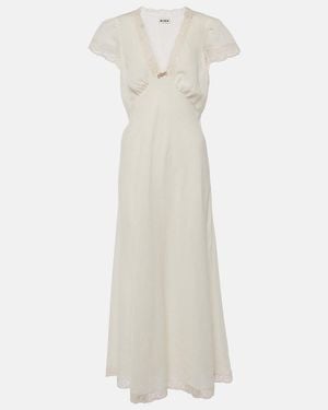 RIXO London Clarice Lace-Trimmed Woven Midi Dress - White