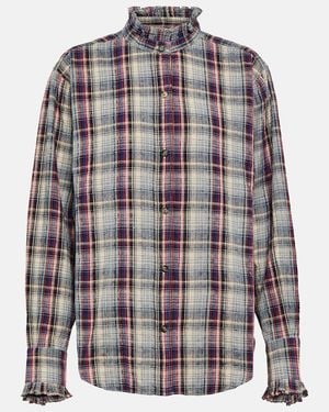 Isabel Marant Saoli Checked Cotton And Linen Shirt - Blue